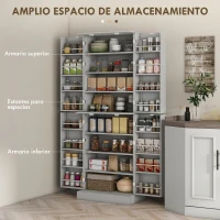 HOMCOM Armario Despensa de Cocina con 4 Puertas con Estantes Estantes Ajustables para Sala de Estar Comedor Gris(m-4)