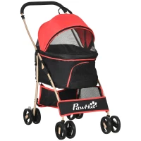 PawHut 3 In 1 Detachable Pet Stroller, for Extra Small and Small Dogs - Red(m-1)