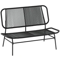 Outsunny Canapea Rattan cu 2 Locuri, Loveseat cu Șezut și Spătar Împletit, Negru.(m-1)