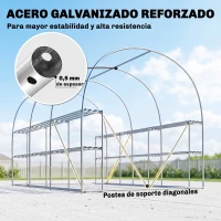 Outsunny Invernadero de Exterior 2,8x2x1,9 m con Estantes Invernadero de Túnel con Puerta Enrollable 6 Ventanas de Malla Verde(m-5)