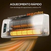 HOMCOM Aquecedor Elétrico de Baixo Consumo de Parede 2000W com 3 Modos Ecrã LED Termostato Temporizador e Oscilação 54x18,7x14,5 cm Branco(m-4)