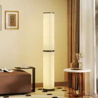 HOMCOM Lampă de Podea cu Telecomandă și Reglare Temperatură 3000-6000K, Abajur Textil, Ø20x135 cm, Bej(m-10)