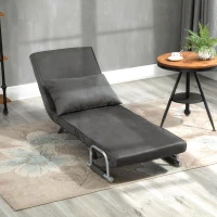 HOMCOM 4-in-1 Faux Suede Chair Bed - Grey(m-2)
