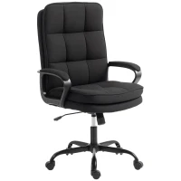 HOMCOM Double Padded Linen-Look Office Chair - Black(m-15)