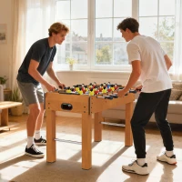 HOMCOM Baby-foot table de Babyfoot jeu de football dim. 122L x 61l x 80H cm 2 balles fournies MDF imitation bois acajou(m-10)