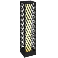 Outsunny Candeeiro de Jardim em Vime Candeeiro Solar Exterior com Luzes LED Automáticas Impermeável IP44 16x16x68 cm Preto(m-1)