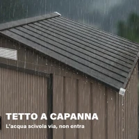 Outsunny Casetta da Giardino in Metallo con Prese d'Aria e Doppia Porta Scorrevole, 2.1x1.3m, Marrone(m-6)