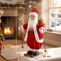 HOMCOM Animated Santa 66cm with Music, Adjustable Arms, Sound/Touch Activation, Skis, Poles(m-3)