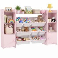 AIYAPLAY Kinder-Aufbewahrungsregal, Regal für Spielzeug und Bücher, zum übersichtlichen Aufräumen, 8 herausnehmbare Boxen, Rosa(m-12)