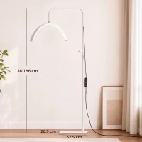 HOMCOM Half Moon Lash Light, 350° Rotatable Head, 7 Colours, Dimmable Beauty Floor Lamp, White(m-3)