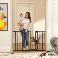 PawHut Barieră de siguranță pentru câini și bebeluși 76-130 cm cu extensie, fixare prin presiune fără găurire - alb(m-7)