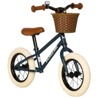 HOMCOM 12 Inch Kids Balance Bike Toddler No Pedal Training Bicycle with Rubber Tires Adjustable Handlebar Basket Bell for 3-6 Year Old(m-1)
