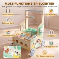 AIYAPLAY Baby Loopwagen met Wielen, Blokken en Opbergruimte, Montessori Activiteitencentrum, Groen, 1-3 Jaar(m-4)