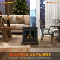 HOMCOM Freestanding Ethanol Fireplace Stove, Bioethanol Fire with Stainless Steel Flame Snuffer, 0.9L Tank, 3 Hours Burning Time for Indoor, Black(m-7)