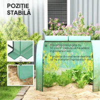 Outsunny Seră Tip Tunel din Oțel și Plastic Impermeabil Anti UV cu 4 Uși, 395x100x80 cm, Verde(m-5)