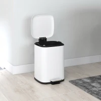 HOMCOM Coș de gunoi de 12L cu pedală și închidere silențioasă, din metal și PP, 24.5x32x34.5 cm, alb(m-8)