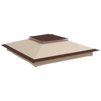 Outsunny Pop up Gazebo Cover, 2-Tier Gazebo Roof Replacement for 3.25m x 3.25m Frame, 30+ UV Protection, Beige(m-1)