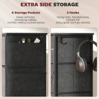 HOMCOM Chest of Drawers, Dresser with 5 Fabric Drawers, Tall Storage Unit with 4 Pockets and 2 Hooks Steel Frame, Charcoal Grey(m-5)