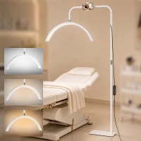 HOMCOM Half Moon Lash Light, 350° Rotatable Head, 7 Colours, Dimmable Beauty Floor Lamp, White(m-2)