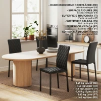 HOMCOM Set de 4 scaune pentru dining din piele sintetică cu cusături romboidale și picioare din metal, negru(m-6)