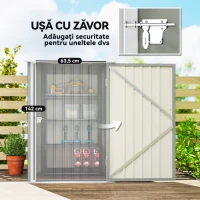 Outsunny Căsuță de Grădină pentru Depozitarea Uneltelor din Oțel Galvanizat cu Ușă, 100x104x160 cm, Gri Deschis(m-5)