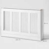 HOMCOM Cobertura para Radiador em MDF com Ripas e Prateleira para Sala e Quarto 120x18x84 cm Branco(m-3)