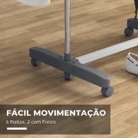 HOMCOM Estendal Vertical de 4 Níveis com Rodas, 2 Abas Rebatíveis, Prateleiras Ajustáveis e Estrutura em Aço, Cinzento e Prateado(m-7)