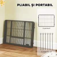 PawHut Țarc pentru Câini cu 6 Panouri Modulabile de 80x1.5x60 cm din Oțel Gri Închis cu Ușă de Intrare(m-6)