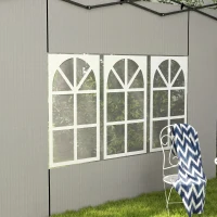 Outsunny Set 2 Pereți Laterali pentru Foișor 3x3 m și 3x6 m cu Ferestre, din PE și Plastic, 293x193 cm, Alb(m-9)
