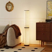HOMCOM Lampă de Podea cu Telecomandă și Reglare Temperatură 3000-6000K, Abajur Textil, Ø20x135 cm, Bej(m-9)