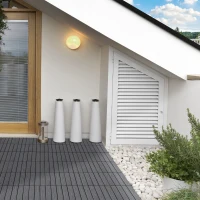 Outsunny WPC Interlocking Decking Tiles, Pack of 11 Interlocking Patio Paving Slabs, 30 x 30 x 2.2 cm, Grey(m-10)