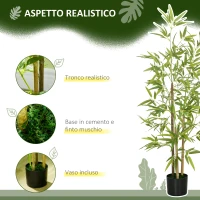 HOMCOM Pianta Artificiale di Bambù Alta 120cm da Interno con Vaso Incluso(m-5)