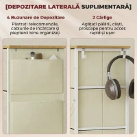 HOMCOM Comodă cu 4 sertare pliabile, 4 buzunare și 2 cârlige, din lemn, oțel și material textil, 45x30x94.5 cm(m-5)