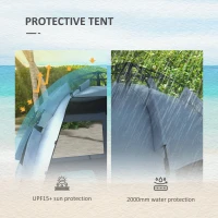 Outsunny 2-3 Person Pop Up Beach Tent, UPF15+ Sun Shelter with Extended Floor, Sandbags, Mesh Windows and Carry Bag, Light Blue(m-7)