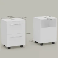 HOMCOM Mobile Sottolavabo Bagno con Cassetto e Armadietto, in Legno, 41.5x35.5x59 cm, Bianco(m-3)