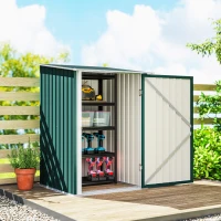 Outsunny Casetta da Giardino Porta Attrezzi in Acciaio Galvanizzato con Porta a Battente, 100x104x160 cm, Verde(m-7)