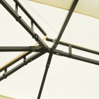 Outsunny Gazebo da Giardino 4x3 m con Zanzariera e Tende, Tetto Doppio e Rivestimento Anti-UV, Crema(m-7)