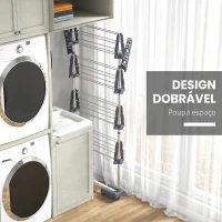 HOMCOM Estendal Vertical de 4 Níveis com Rodas, 2 Abas Rebatíveis, Prateleiras Ajustáveis e Estrutura em Aço, Cinzento e Prateado(m-6)