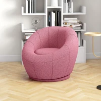 HOMCOM Modern Accent Chair, Swivel Upholstered Armchair for Living Room, Bedroom, Home Office, Pink(m-8)