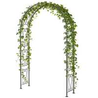 Outsunny Garden Arch, Arbour Trellis for Climbing Plants, Rose Arch for Wedding Garden Decoration, 155 x 40 x 246 cm, Black(m-11)