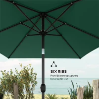 Outsunny Garden Parasol, Parasol Umbrella with Crank Handle, Tilt Function, Polyester Canopy, Green(m-6)