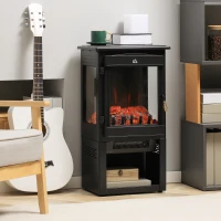 HOMCOM Cheminée électrique foyer électrique poêle 1000 W ou 2000W simulation flammes LED luminosité réglable avec thermostat(m-2)