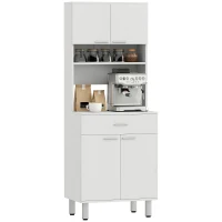 HOMCOM Dulap Bucatarie Mare din Lemn – Clasic Alb Elegant(m-12)