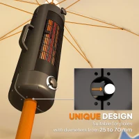 Outsunny Patio Parasol Heater, Electric Umbrella Mounted Heater for 25-70 mm Poles(m-4)