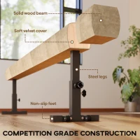 HOMCOM 7.5ft Adjustable Balance Beam, Gymnastics Beam with Wheels, Gymnastics Equipment for 6+ Years Old Training(m-4)
