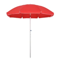 Outsunny Parasol de plage parasol inclinable octogonal Ø 180 cm tissu polyester anti-UV hauteur réglable mât aluminium(m-11)