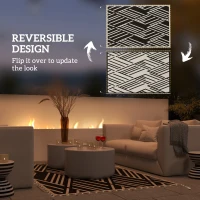 Outsunny Plastic Straw Reversible RV Outdoor Rug with LED String Light, 182 x 274cm, Black and Coffee(m-8)