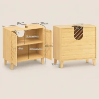 HOMCOM Bamboo Bathroom Under Sink Cabinet with Adjustable Shelf for Basin without Pedestal - Natural(m-3)