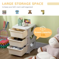 HOMCOM Three-Tier Kids Storage Boxes, with Three Drawers - White(m-4)
