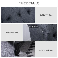 HOMCOM Recliner Armchair, Vintage Reclining Chair with Nail Head Trim, Wingback Chair with Button Tufted Back and Footrest, for Living Room, Dark Grey(m-6)